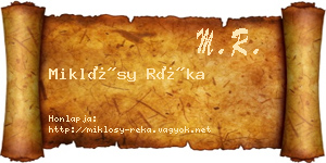 Miklósy Réka névjegykártya